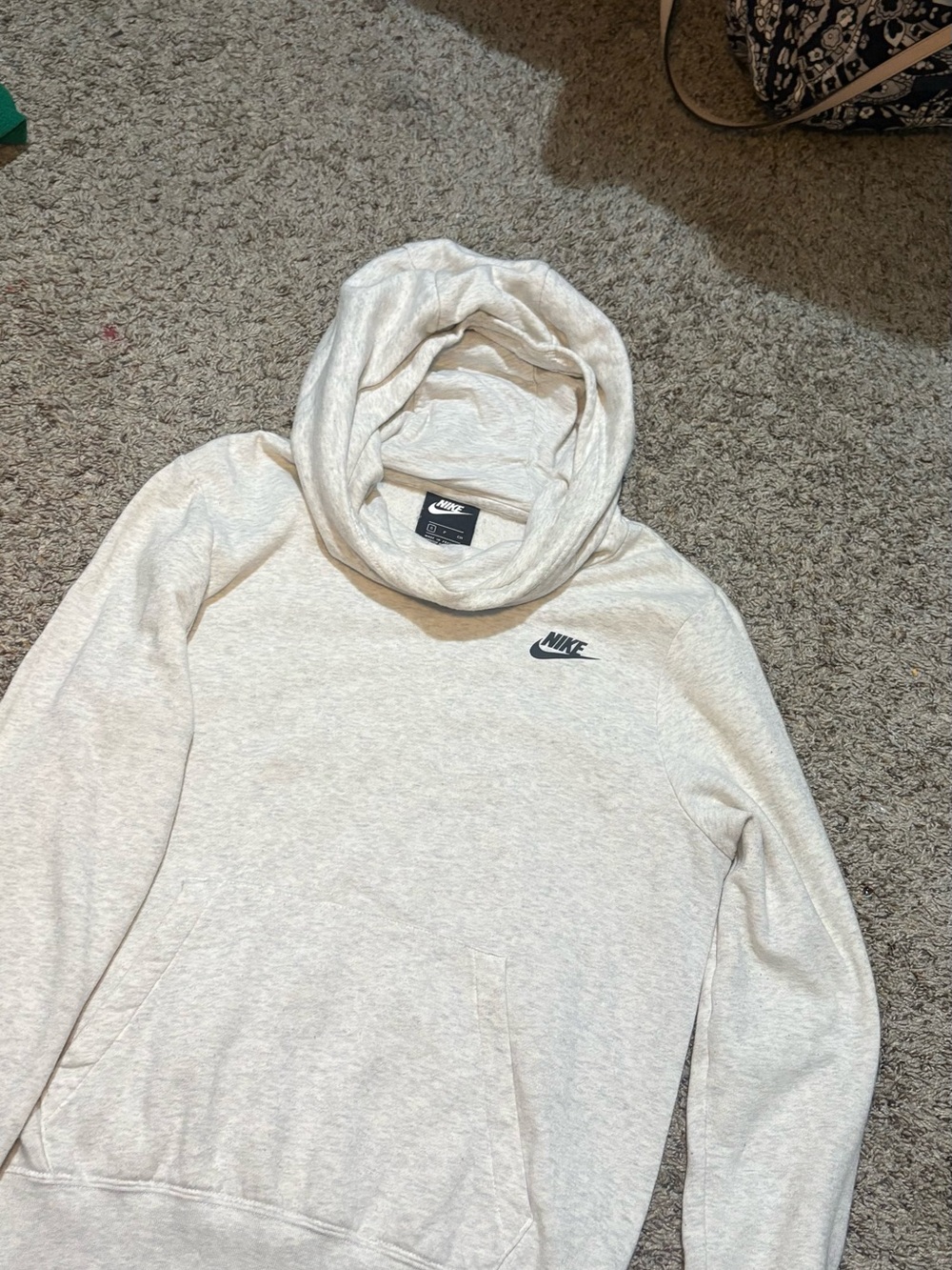 Nike Light Cream Pullover Hoodie with Navy Logo
